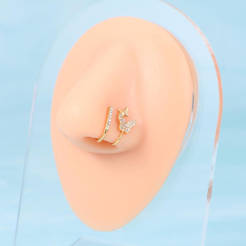 AVYRING Fake Nose Ring Fake Piercings Fake Nose Rings Nose Cuffs Fake Nose Piercing Fake Nose Hoop Faux Nose Rings for Women Faux Nose Ring Fake Piercing Fake Nose Cuff Sliver Gold Black - Image 4